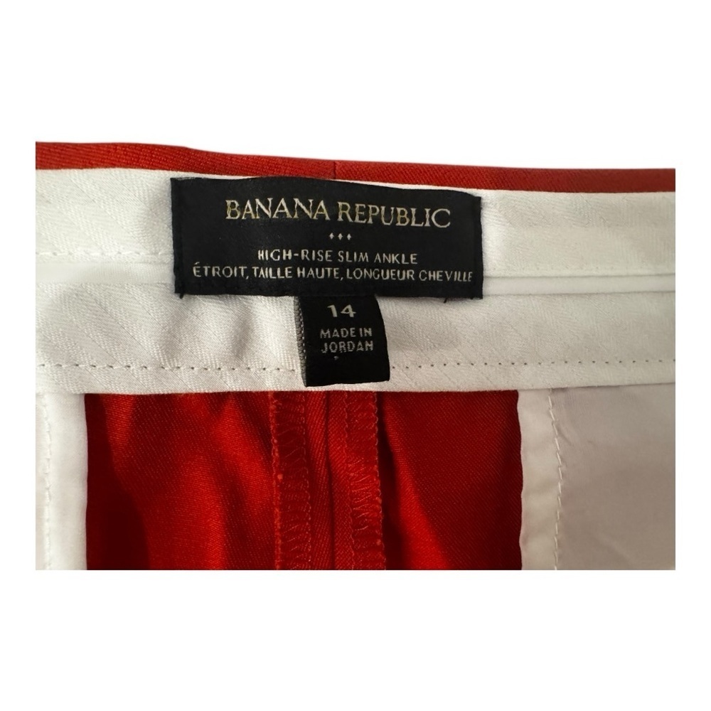 Banana Republic Slim Fit Ankle Pants 14 Red High Rise Tailored Career NWT - Picture 4 of 7